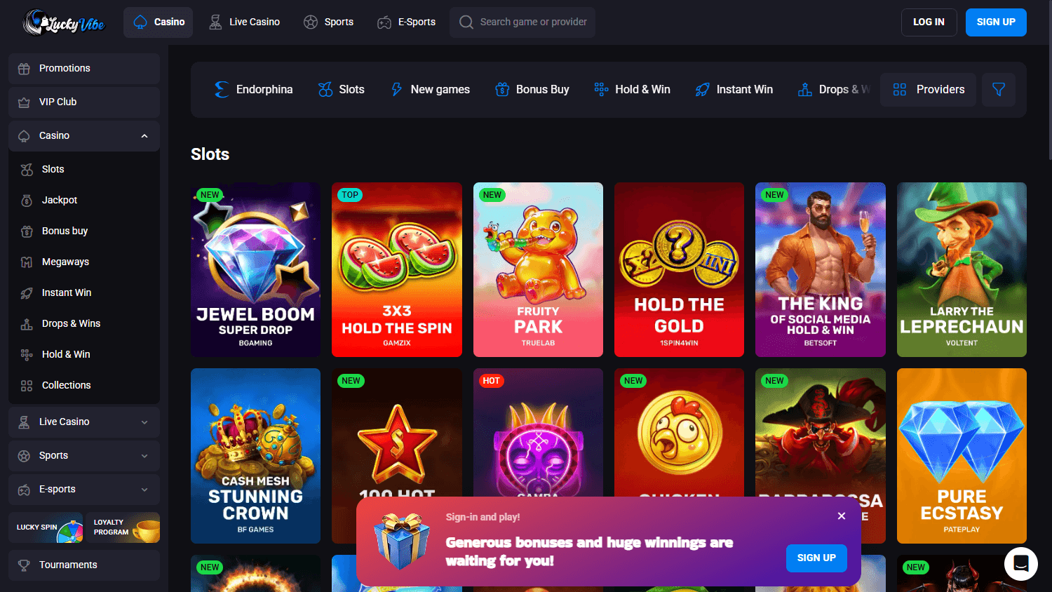 Illustrated games lobby interface